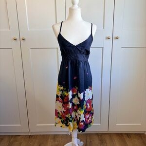 Theory Leene Navy Floral Print Silk Dress | 4